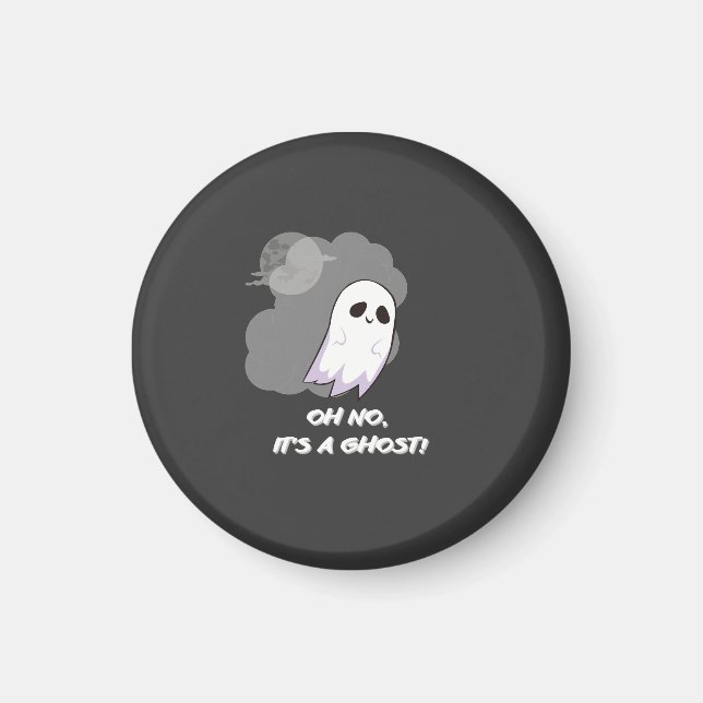 Nej, det är ett spöke! Cute lustik svart Halloween Magnet (Framsidan)