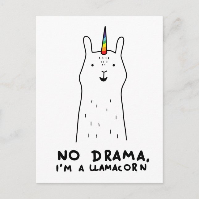 Nej, Drama.. Jag är Llamacorn. Vykort (Framsida)