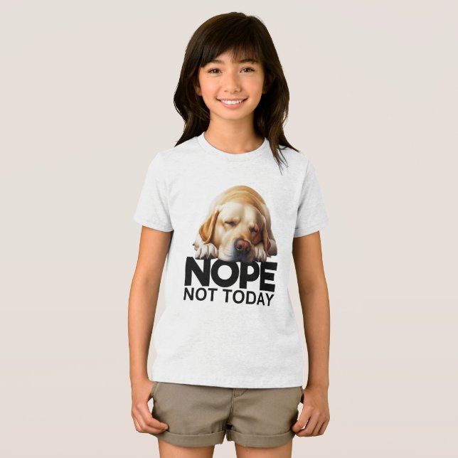 Nej Inte Idag Gul Labrador T Shirt (Framsida Full)