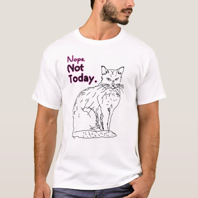 Nej Inte Idag Katt Illustration  T Shirt (Framsida)