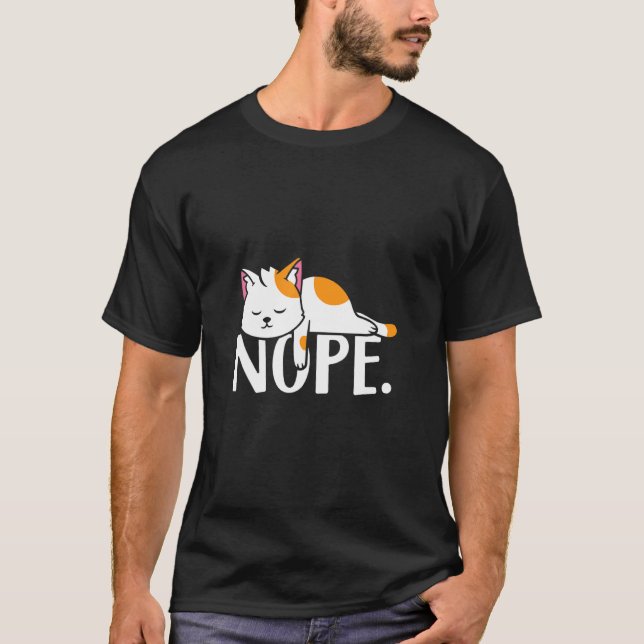 Nej Inte Idag Lata Katt T Shirt (Framsida)