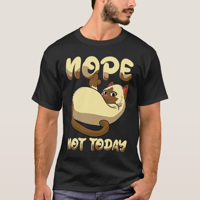 Nej Inte Idag Mellanfinger Katt T Shirt (Framsida)