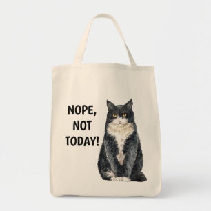 Nej Inte Idag Rolig Grinig Svart Vit Katt Tygkasse
