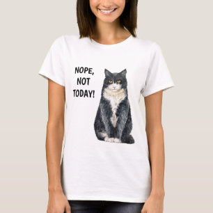 Nej Inte Idag Rolig Katt Grinig Grumlig T Shirt