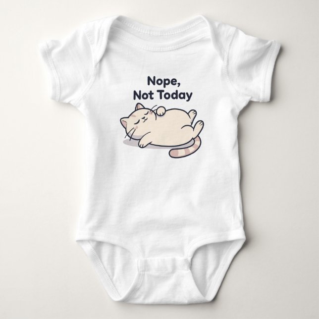 Nej Inte Idag – Rolig Katt Meme Baby Tröja (Framsida)