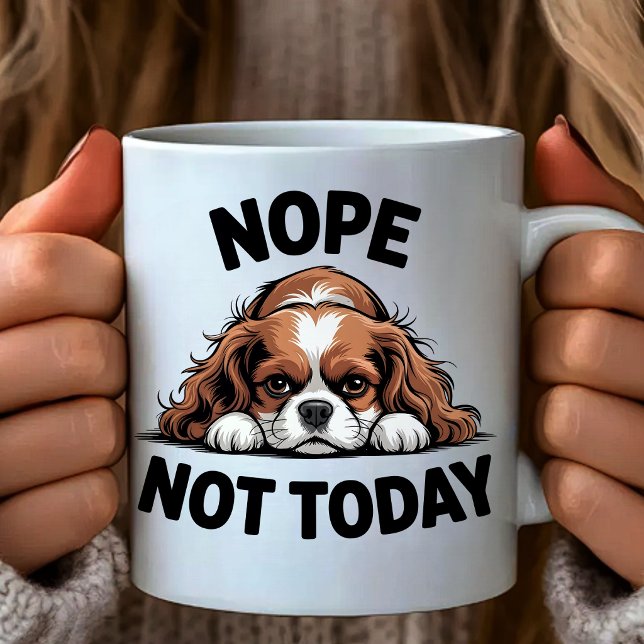 Nej Inte Idag Rolig Pug Hund Meme Kaffemugg (Skapare uppladdad)