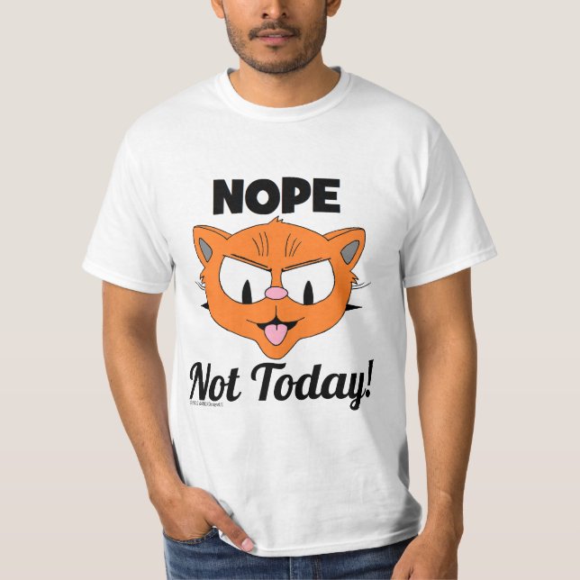 NEJ Inte Idag! Señor Gato™ Tecknad Katt T Shirt (Framsida)