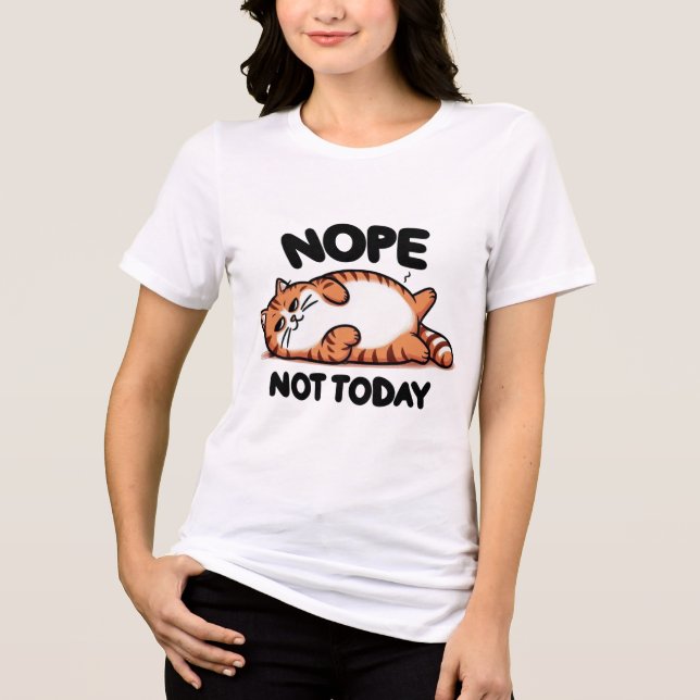 Nej Inte Idag Tabby Katt T Shirt (Framsida)