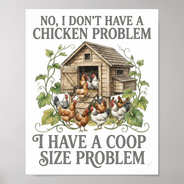 Nej, jag har inte ett hönsproblem Storlek på hönsh Poster (Framsidan)
