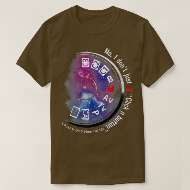 Nej, jag klickar inte bara på en Button Camera Fun T Shirt (Design framsida)