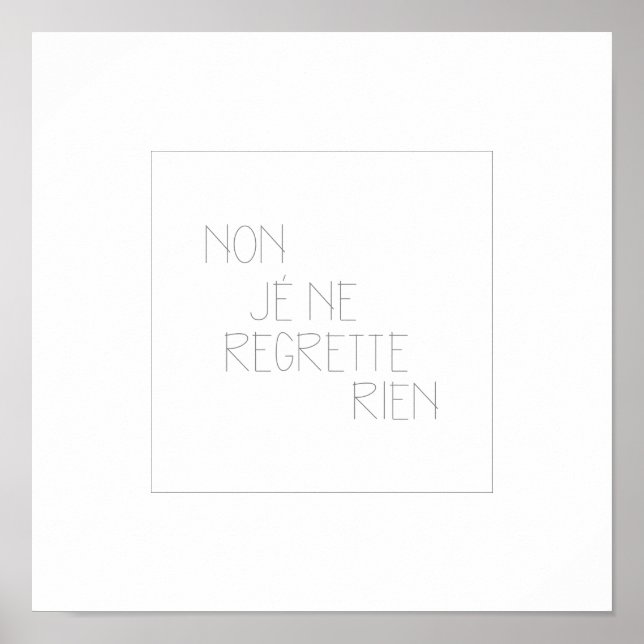 Nej, Je Ne Regrette Rien - Nej, jag beklagar Poster (Framsidan)