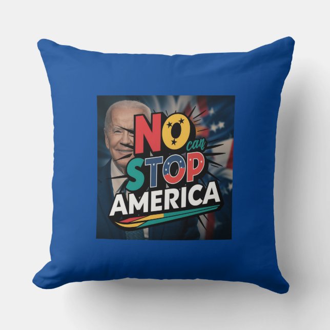 Nej kan stoppa Amerika Pillow - Patriotic Home Déc Kudde (Framsida)