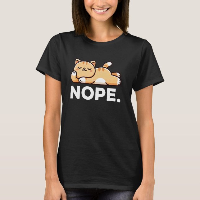 Nej Lat Kat Rolig Katt T Shirt (Framsida)