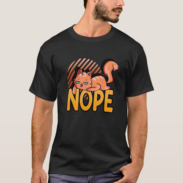 Nej Lata Orange Katt T Shirt (Framsida)