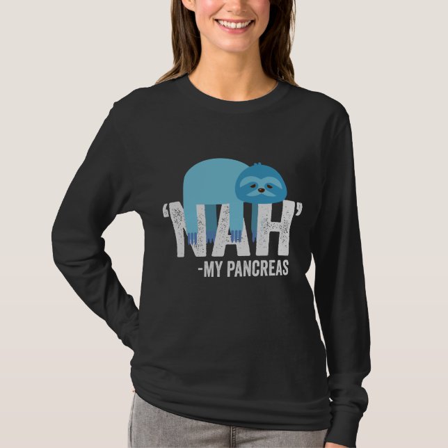 Nej min Pancreas Funny Diabetes Blue Ribbon Sloth T Shirt (Framsida)
