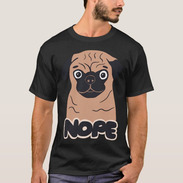 Nej mops hund teckning t shirt (Framsida)