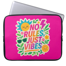Nej Regler Just Vibes - Neon Gradient Kawaii-Punk Laptop Fodral