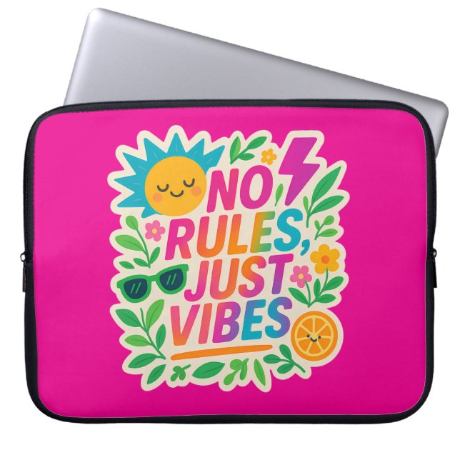 Nej Regler Just Vibes - Neon Gradient Kawaii-Punk  Laptop Fodral (Framsidan)