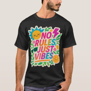 Nej Regler Just Vibes - Neon Gradient Kawaii-Punk  T Shirt