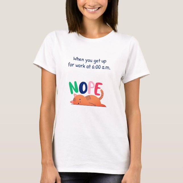 Nej Rolig Katt Meme Introvert T-Shirt (Framsida)