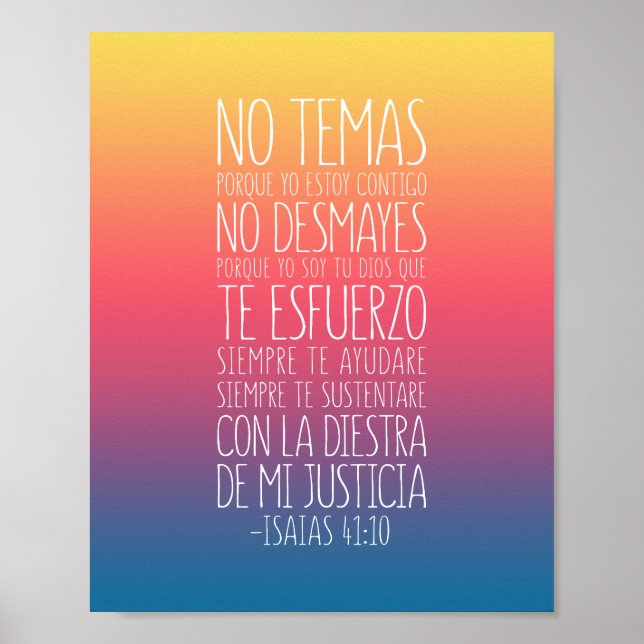 Nej Temas, Porque Yo Estoy Contigo, Isaías 41:10 Poster (Framsidan)