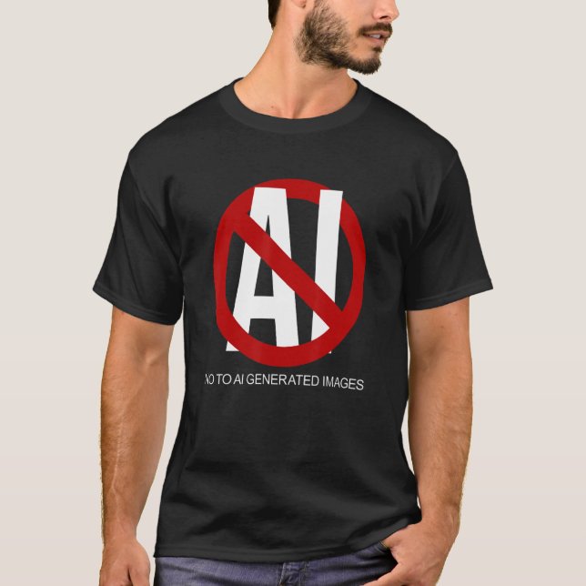 Nej till AI-genererat Bilder T Shirt (Framsida)