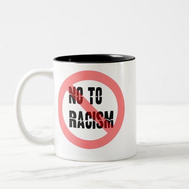Nej till rasism | Anti Racism Slogan Två-Tonad Mugg (Vänster)