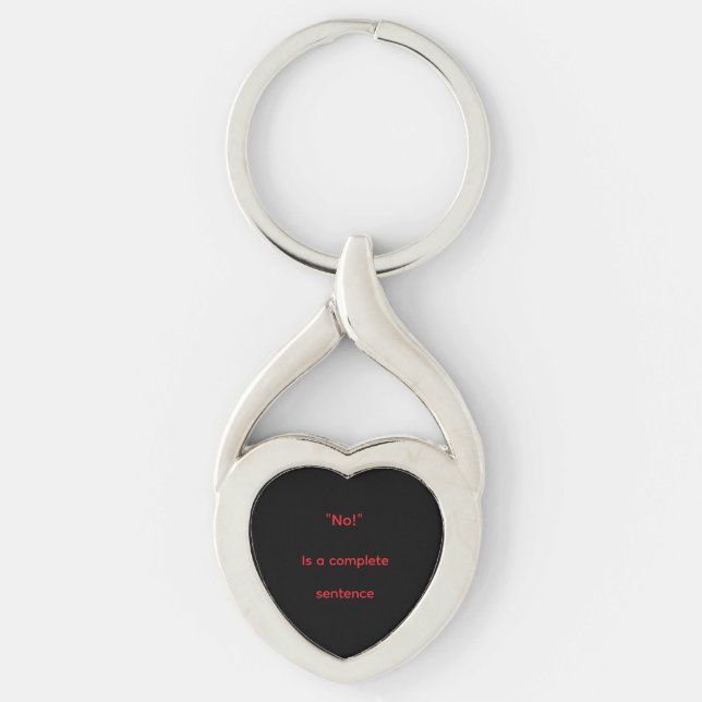 "Nej"-uttryck Twisted Heart Silverfärgad Nyckelring (Framsidan)