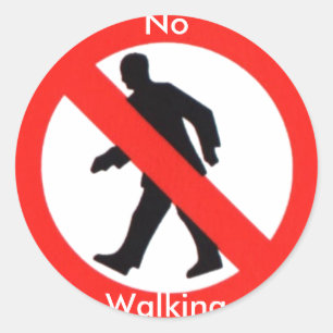 Nej, Walking. Runt Klistermärke