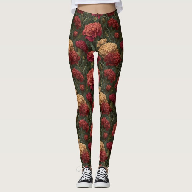 Nejlikablommor Gymkläder Nejlikatema Leggings (Framsida)