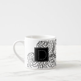 Nejlikamonogram med handritad doodle espressomugg