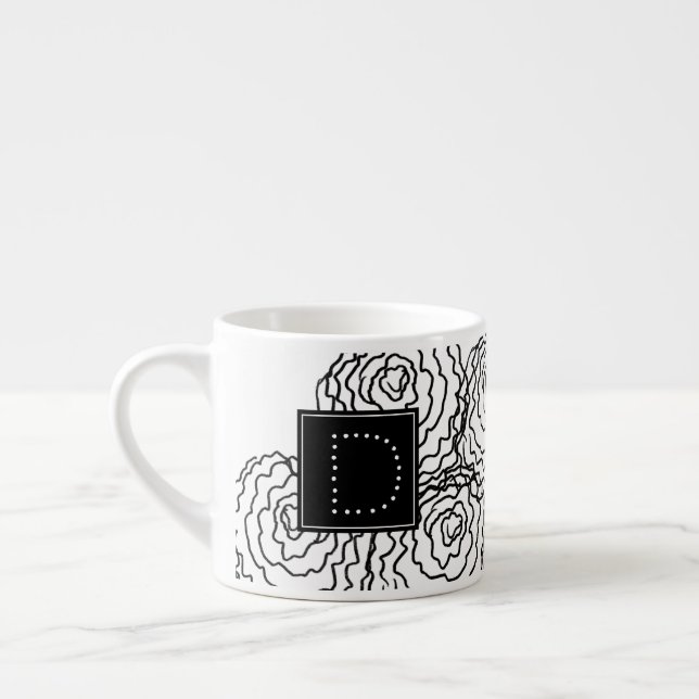 Nejlikamonogram med handritad doodle espressomugg (Vänster)