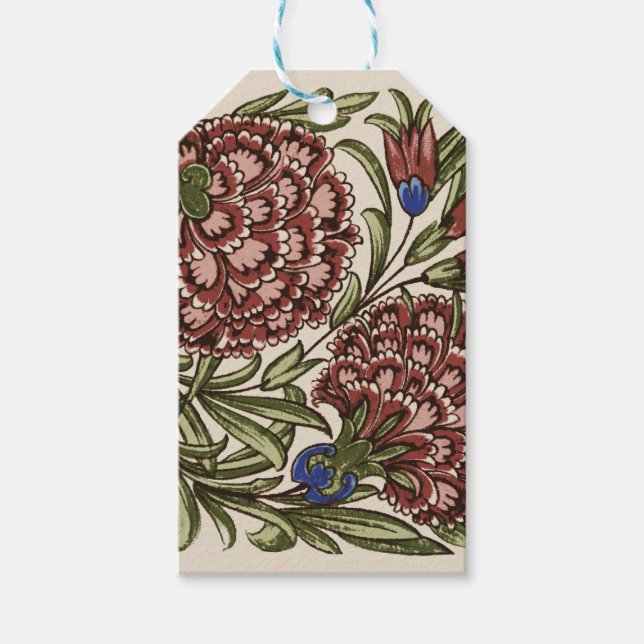 Nejlikblomma Kakel Antik Rustik De Morgan Konst Presentetikett (Framsidan)