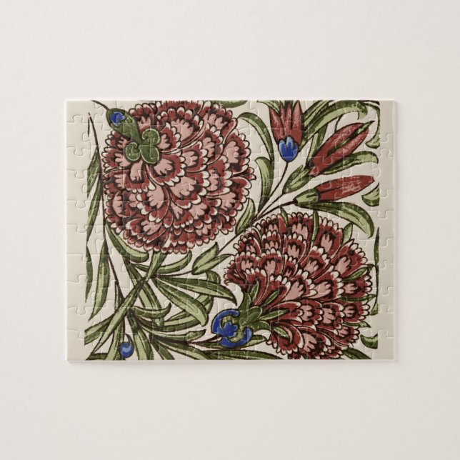 Nejlikblomma Kakelplatta Antik Konst Pussel (Horisontell)