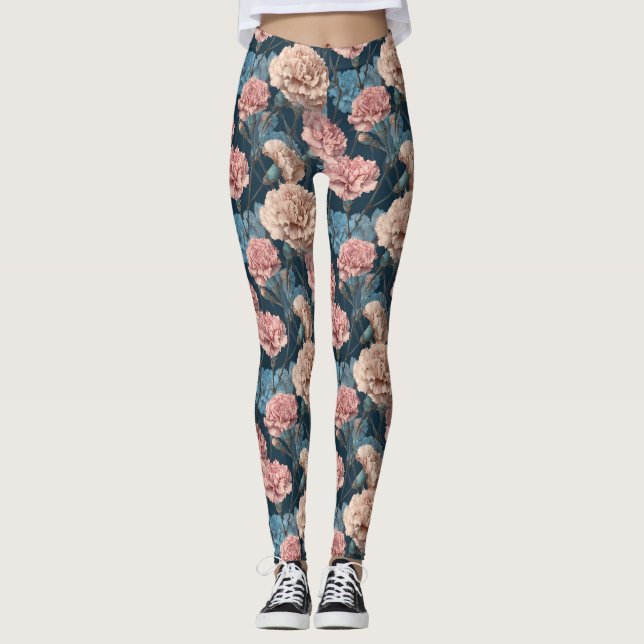 Nejlikblomma Kardi Nejlikblommig Mors Dag Leggings (Framsida)