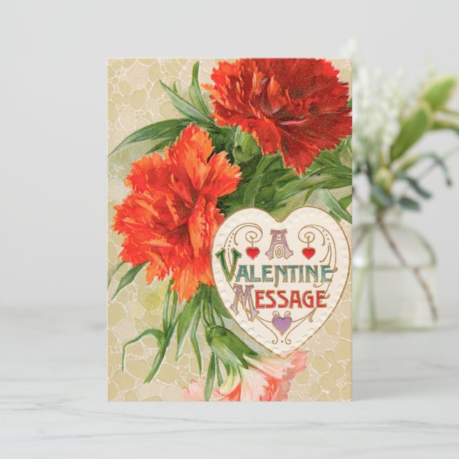 Nejlikblommor, gammalt Alla hjärtans dags-meddelan Julkort (Stående Fram)