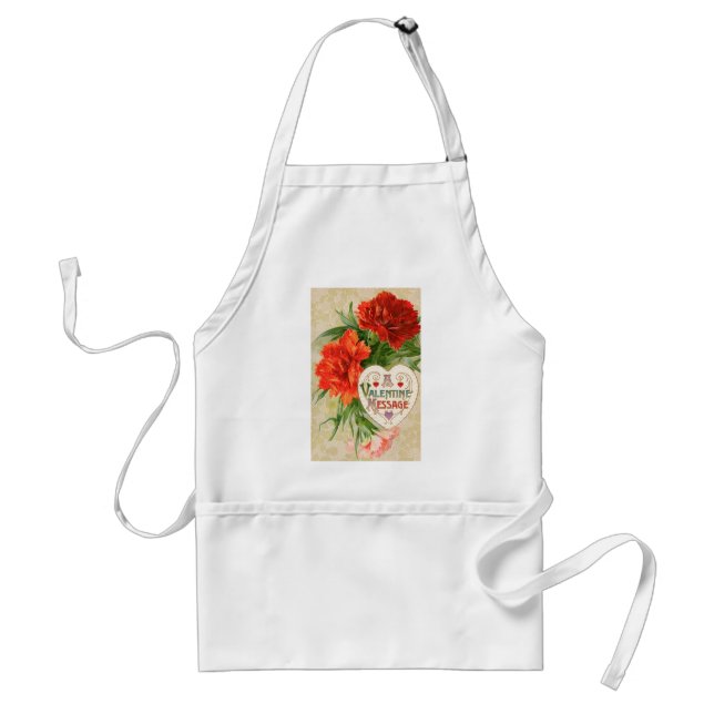 Nejlikblommor, gammalt valentinodagsmeddelande förkläde (Framsidan)