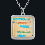 Nekklace med originalbågkonst på charm silverpläterat halsband<br><div class="desc">Neckolace med kustnära färg av originalkonsmålning av konsthantverk</div>