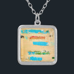 Nekklace med originalbågkonst på charm silverpläterat halsband<br><div class="desc">Neckolace med kustnära färg av originalkonsmålning av konsthantverk</div>