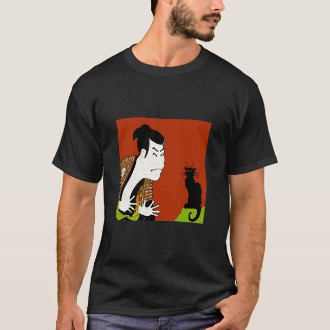 Neko, Black Cat och Samurai Tee Shirt (Framsida)