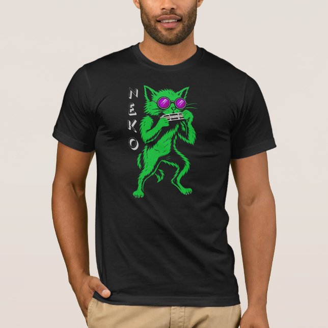 Neko Blues Cat T Shirt (Framsida)