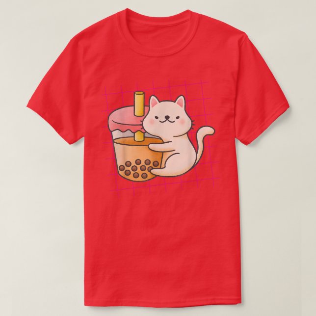 Neko Cat Boba Tea - Bubble Tea Anime Kawaii - Neko T Shirt (Design framsida)