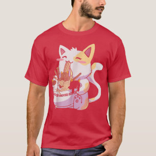 Neko Cat Ramen Bowl Japanska Noodles T Shirt