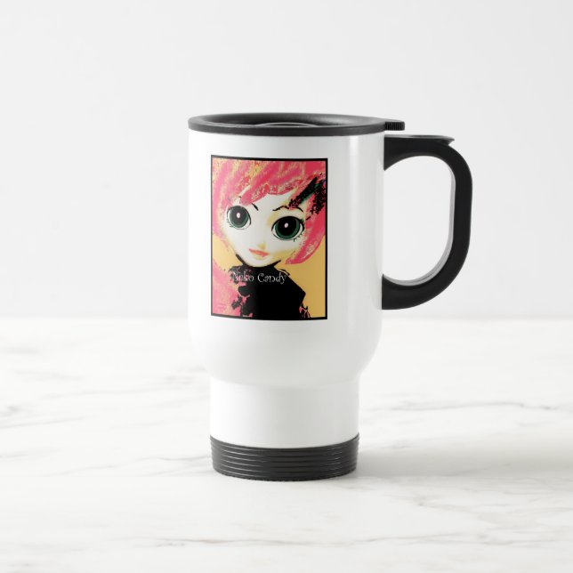 Neko flicka, godis, nätt vittravel mug resemugg (Höger)