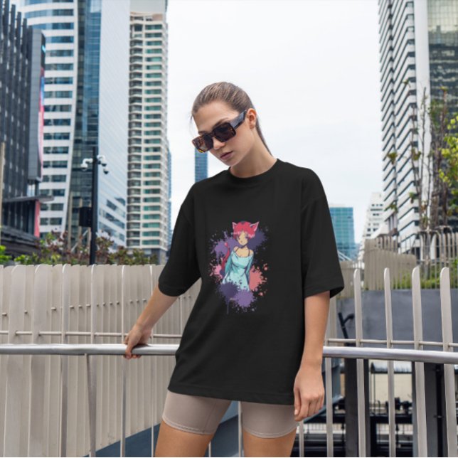 Neko Girl Splatter T Shirt (Skapare uppladdad)