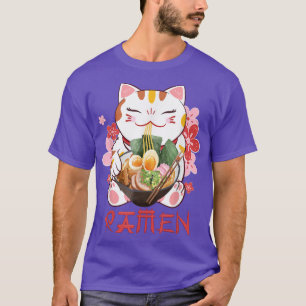 Neko Kawaii Cat Ramen Bowl Anime Japansk noodle T Shirt