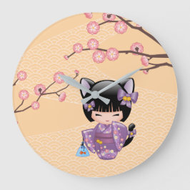 Neko Kokeshi Docka - Kattearad Geisha Flicka Stor Klocka