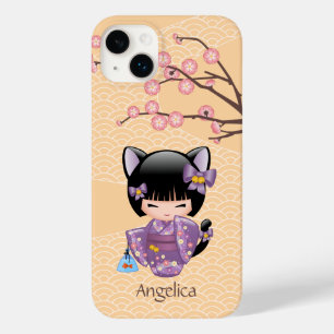 Neko Kokeshi docka - katten gå i ax Geishaflickan