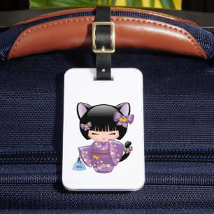 Neko Kokeshi Doll - Cat Öron Geisha Girl Bagagebricka