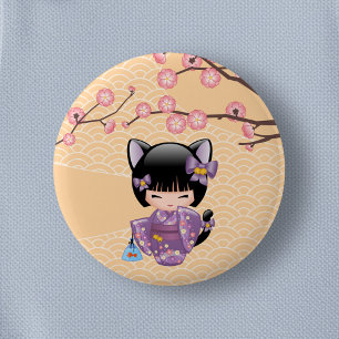 Neko Kokeshi Doll - Cat Öron Geisha Girl Knapp